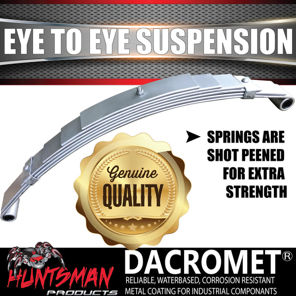 1x 6 Leaf Dacromet/Galvanised 60mm x 6mm Eye to Eye Trailer Caravan Spring 750Kg Ea