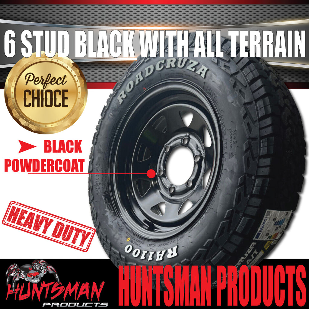14x6 & 185R14 LT CF1100 6 Stud 6/139.7 PCD Trailer Caravan Black Rim ...