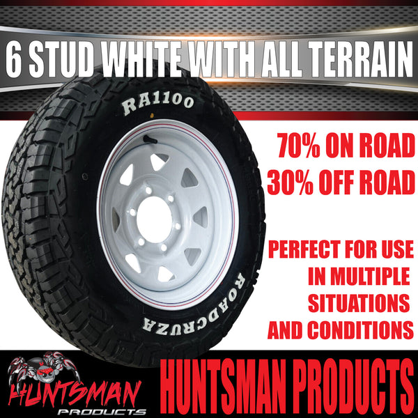 14x6 & 185R14 LT CF1100 6 Stud 6/139.7 PCD Trailer Caravan White Rim & All Terrain Tyre