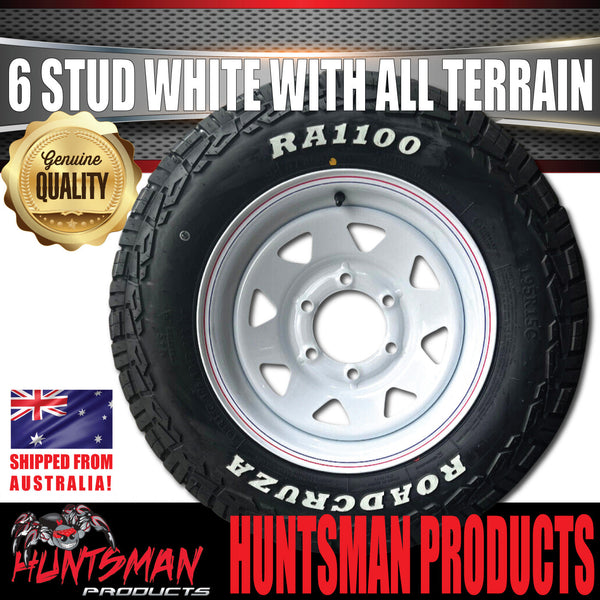 15x7 & 31x10.5R15 RA1100 6 Stud 6/139.7 PCD White Trailer Caravan Wheel & Tyre