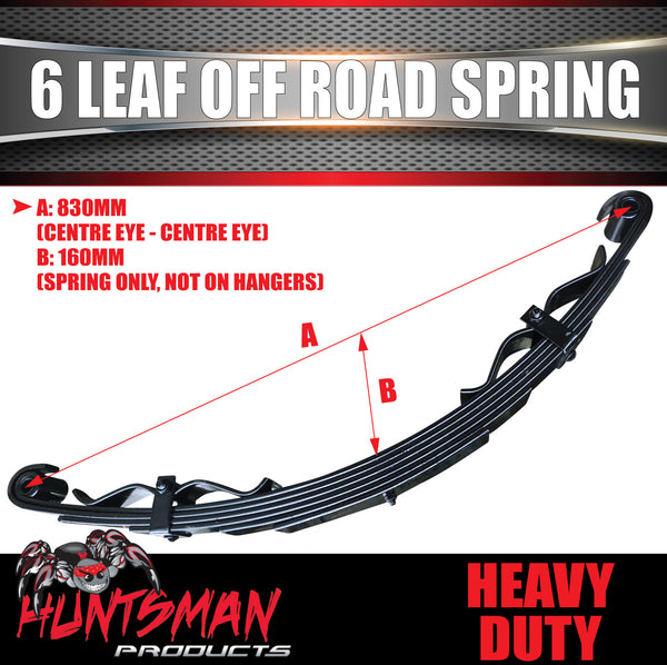 1x 6 Leaf Off Road Trailer Caravan Camper spring 1350Kg (per pair) with Rebound Straps. Shot Peened