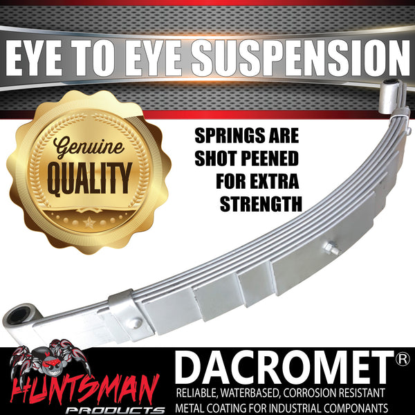 1x 7 Leaf Dacromet/Galvanised 60mm x 6mm Eye to Eye Trailer Caravan Spring 800Kg Ea