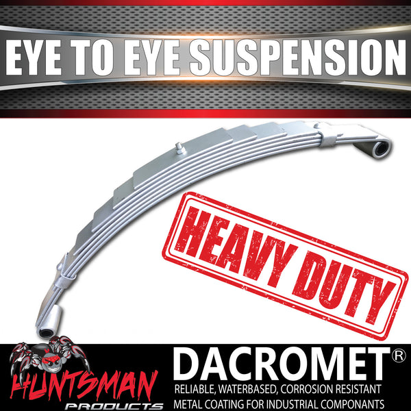 2x Galvanised Dacromet 60mm x 6mm Trailer Caravan 7 Leaf Eye to Eye Springs 1600kg Rated.  Shot Peened.