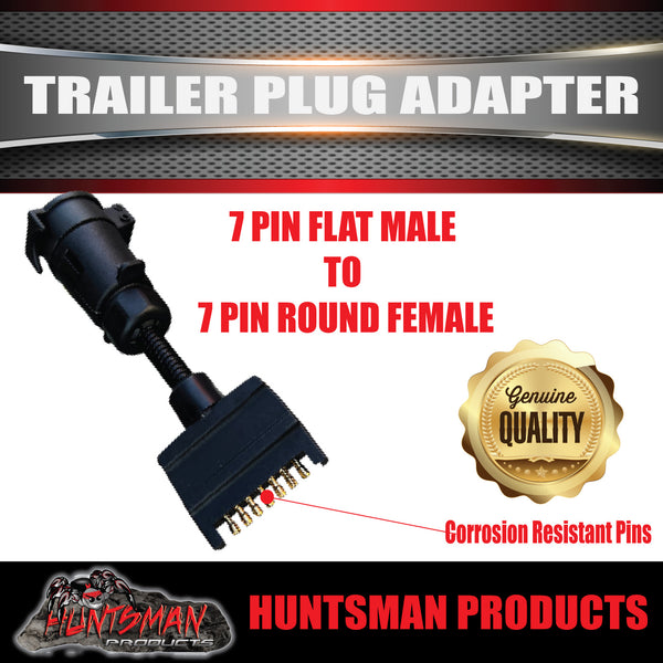 7 Pin Round Large Female to 7 Pin Flat Male Trailer Caravan Plug Adaptor