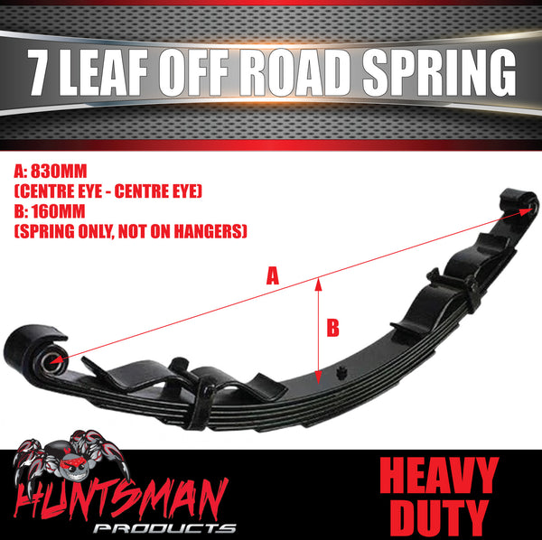1x 7 Leaf Off Road Trailer Caravan Camper spring 1600Kg (per pair) with Rebound Straps. Shot Peened