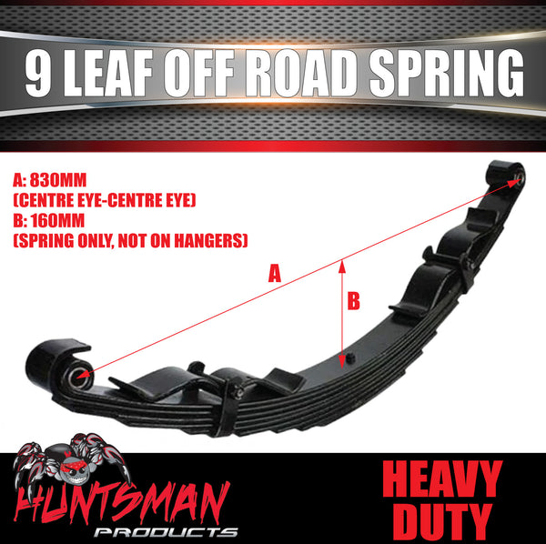 1x 9 Leaf Off Road Trailer Caravan Camper spring 2000Kg (per pair) with Rebound Straps. Shot Peened