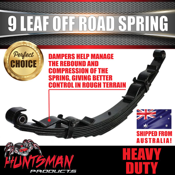 1x 9 Leaf Off Road Trailer Caravan Camper spring 2000Kg (per pair) with Rebound Straps. Shot Peened
