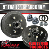 2x 9" Trailer Caravan Brake Drums Holden HQ PCD & LM Bearings