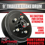 1x Mechanical Hydraulic Trailer Caravan Brake Drum 9" Commodore Pattern + LM / Holden Bearings