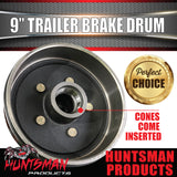 1x Mechanical Hydraulic Trailer Caravan Brake Drum 9" Commodore Pattern + LM / Holden Bearings