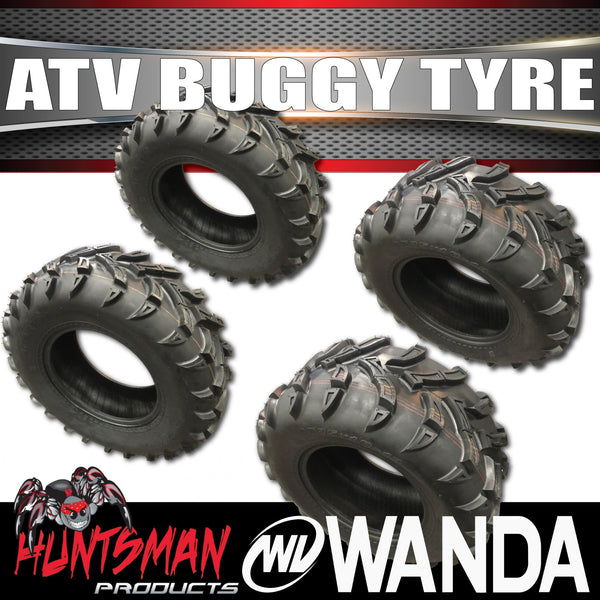 Full Set 2x 25x10-12 Rears & 2x 25x8-12 Fronts Wanda P377 ATV Tyres Quad Bike Buggy