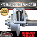 Galvanised 45mm Square Trailer Caravan Hydraulic Disc Braked Axle. 1400Kg rated 64"-77" Axles