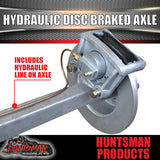 Galvanised Trailer Caravan 40mm Square Hydraulic Disc Braked Axle. 1000Kg rated 63"-77"