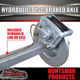 Galvanised 45mm Square Trailer Caravan Hydraulic Disc Braked Axle. 1400Kg rated 78"-96"