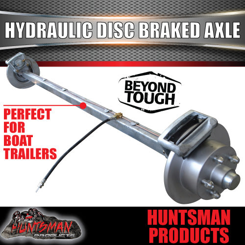 Galvanised 45mm Square Trailer Caravan Hydraulic Disc Braked Axle. 1400Kg rated 78"-96"