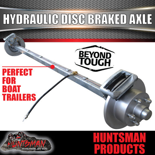 Galvanised Trailer Caravan 40mm Square Hydraulic Disc Braked Axle. 1000Kg rated 63"-77"