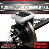 Natural 40mm Square Mechanical Disc Braked Trailer Axle. 1000Kg 60" - 77" Axles
