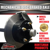 Natural 40mm Square Mechanical Disc Braked Trailer Axle. 1000Kg 78"-96" Axles