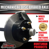 Natural 45mm Square Mechanical Disc Braked Trailer Axle. 1400Kg 64" - 77" Axles