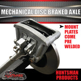 Natural 40mm Square Mechanical Disc Braked Trailer Axle. 1000Kg 60" - 77" Axles