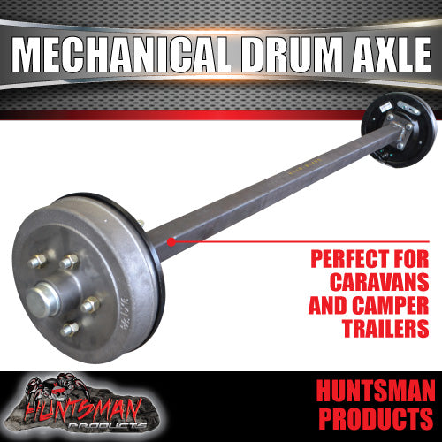 45mm Square Trailer Caravan Mechanical Drum Braked Axle. 1400Kg rated 78"-96"