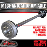 40mm Square Trailer Caravan Mechanical Drum Braked Axle. 1000Kg rated 63"-77"