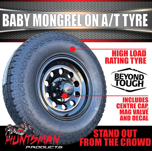 15" 6 Stud Trailer Caravan Baby Mongrel Alloy Mag Rim & 235/75R15 LT Tyre 1250KG