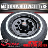 15" 6 Stud Trailer Caravan Baby Mongrel Mag Wheel Rim & 195R15C Whitewall Tyre