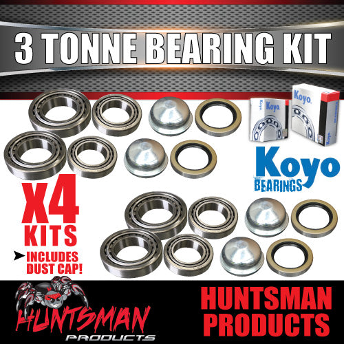 4x 3 Tonne 3000Kg Trailer Caravan Koyo Bearing Kits 30210 & 29749