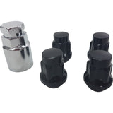 Anti Theft Black Tapered Wheel Lock Nut 12 x 1.5mm 32mm With Socket 4 Pack