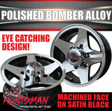14" Trailer Caravan 6 Stud Polished Bomber Alloy Wheel & 18514 LT RA1100 A/T Commercial Tyre. 185 14