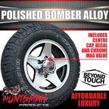 14" Trailer Caravan 6 Stud Polished Bomber Alloy Wheel & 18514 LT RA1100 A/T Commercial Tyre. 185 14