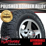 14" Trailer Caravan 6 Stud Polished Bomber Alloy Wheel & 18514 LT RA1100 A/T Commercial Tyre. 185 14