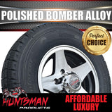 14" Trailer Caravan 6 Stud Polished Bomber Alloy Wheel & 195R14C Commercial Tyre. 195 14