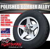14" Trailer Caravan 6 Stud Polished Bomber Alloy Wheel & 195R14C Commercial Tyre. 195 14
