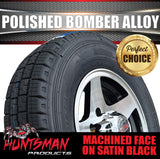 14" Trailer Caravan 6 Stud Polished Bomber Alloy Wheel & 195R14C Commercial Tyre. 195 14