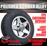 14" Trailer Caravan 6 Stud Polished Bomber Alloy Wheel & 195R14C Commercial Tyre. 195 14
