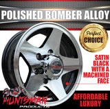14" Trailer Caravan 6 Stud Polished Bomber Alloy Wheel & 18514 LT RA1100 A/T Commercial Tyre. 185 14