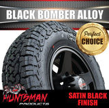 14" Trailer Caravan 6 Stud Black Bomber Alloy Wheel & 18514 LT RA1100 A/T Commercial Tyre. 185 14