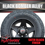14" Trailer Caravan 6 Stud Black Bomber Alloy Wheel & 18514 LT RA1100 A/T Commercial Tyre. 185 14