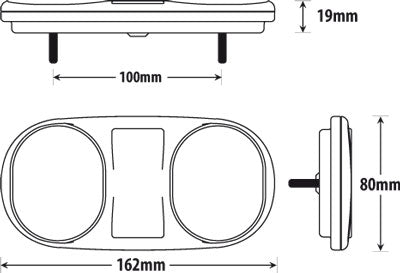 Boat Trailer Submersible Rear Combination LED Lights. Stop Tail Ref 162x80mm