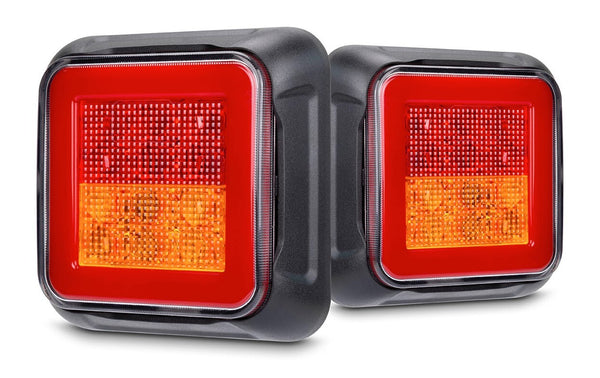 x2 Roadvision LED Rear Combination Tail Light 100x100mm Stop/Tail/Ind BR81LR