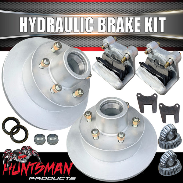 12'' 2000Kg Trailer Caravan 5 or 6 Stud Landcruiser Pattern Hydraulic Disc Brake Kit. Huntsman & Alko Style