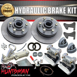 12" Parallel 1600Kg 6 Stud Caravan Trailer Hydraulic Disc Brake + Coupling & Fitting Kit