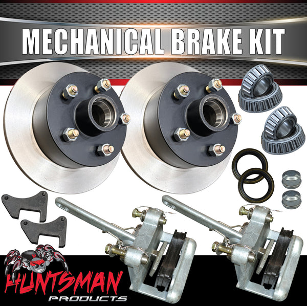 10" Trailer Caravan Mechanical Disc Brake Kit. Natural S.G Cast Discs