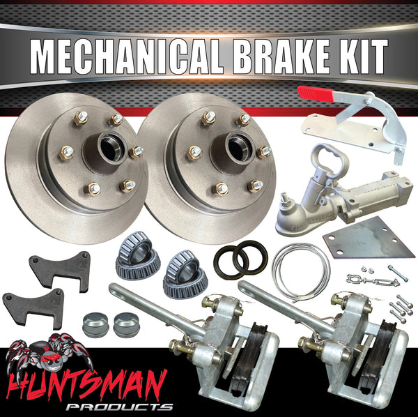12" 6 Stud Landcruiser Pattern Trailer Caravan Mechanical Disc Brake & Coupling Kit