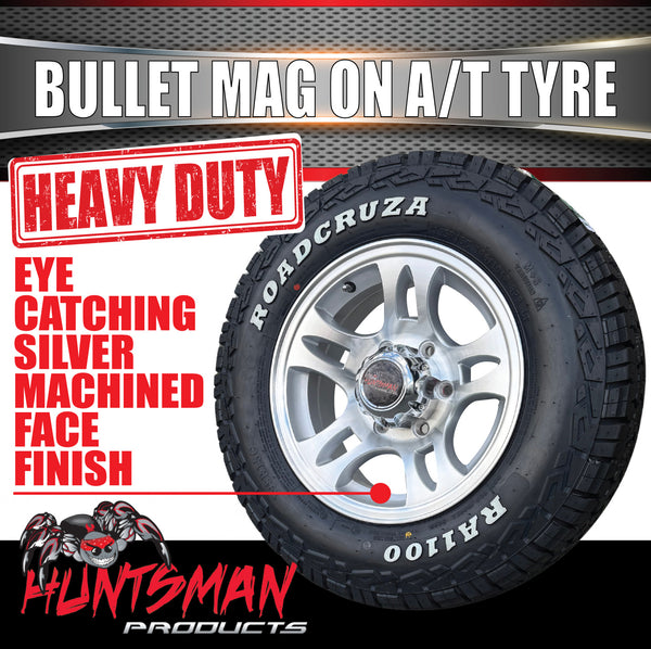 16" 6 Stud Bullet Caravan Trailer Alloy Mag Rim & 225/75R16 LT RA1100 AT TYRE