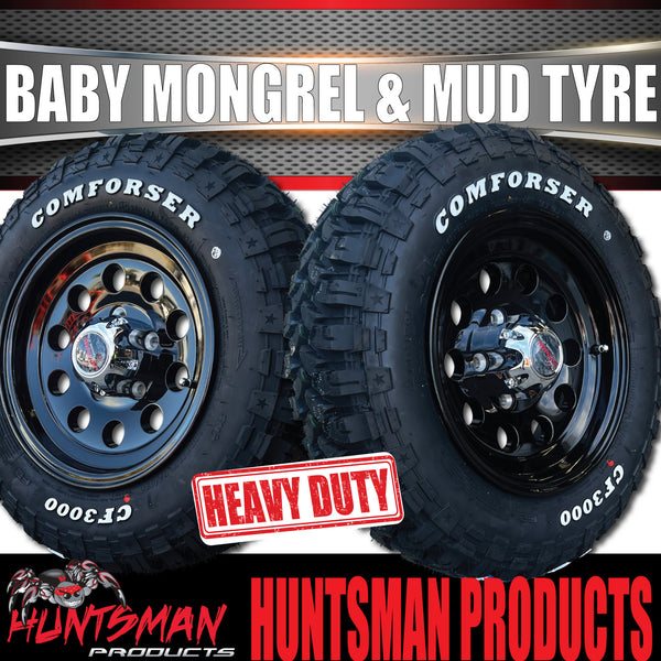 13x4.5 Ford Pattern Mongrel Trailer Alloy Rim & 165/80R13 LT Comforser Mud Tyre