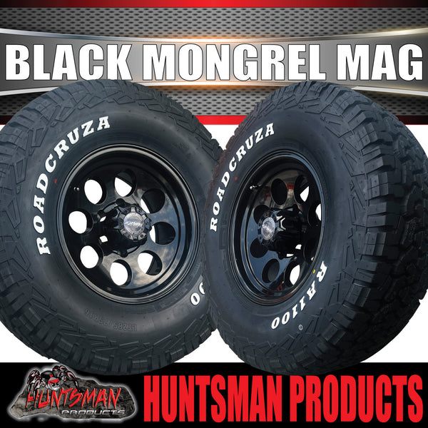 16x8 Black Mongrel Mag Rim 6/139.7 PCD & 265/75R16 Roadcruza RA1100 A/T Tyre 265 75 16