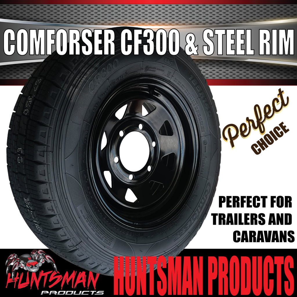 Caravan Rims 15x6 & 195R15C Black 6 Stud Caravan Trailer Sunraysia Steel Wheel Rim ...